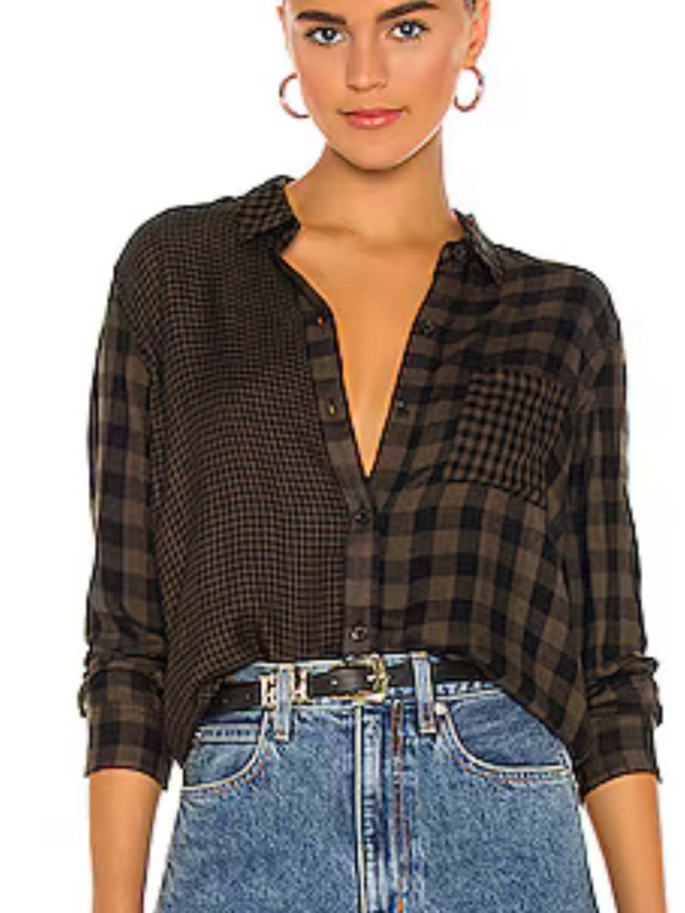 Rails Women’s Hunter Rayon Plaid Button Front Shirt Size XL